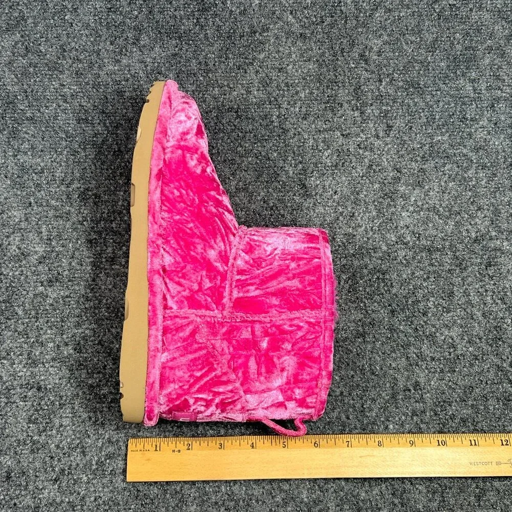 UGG Classic Mini II Velvet Boots Girls Size 6 Hot Pink Short Snow Winter Pull On